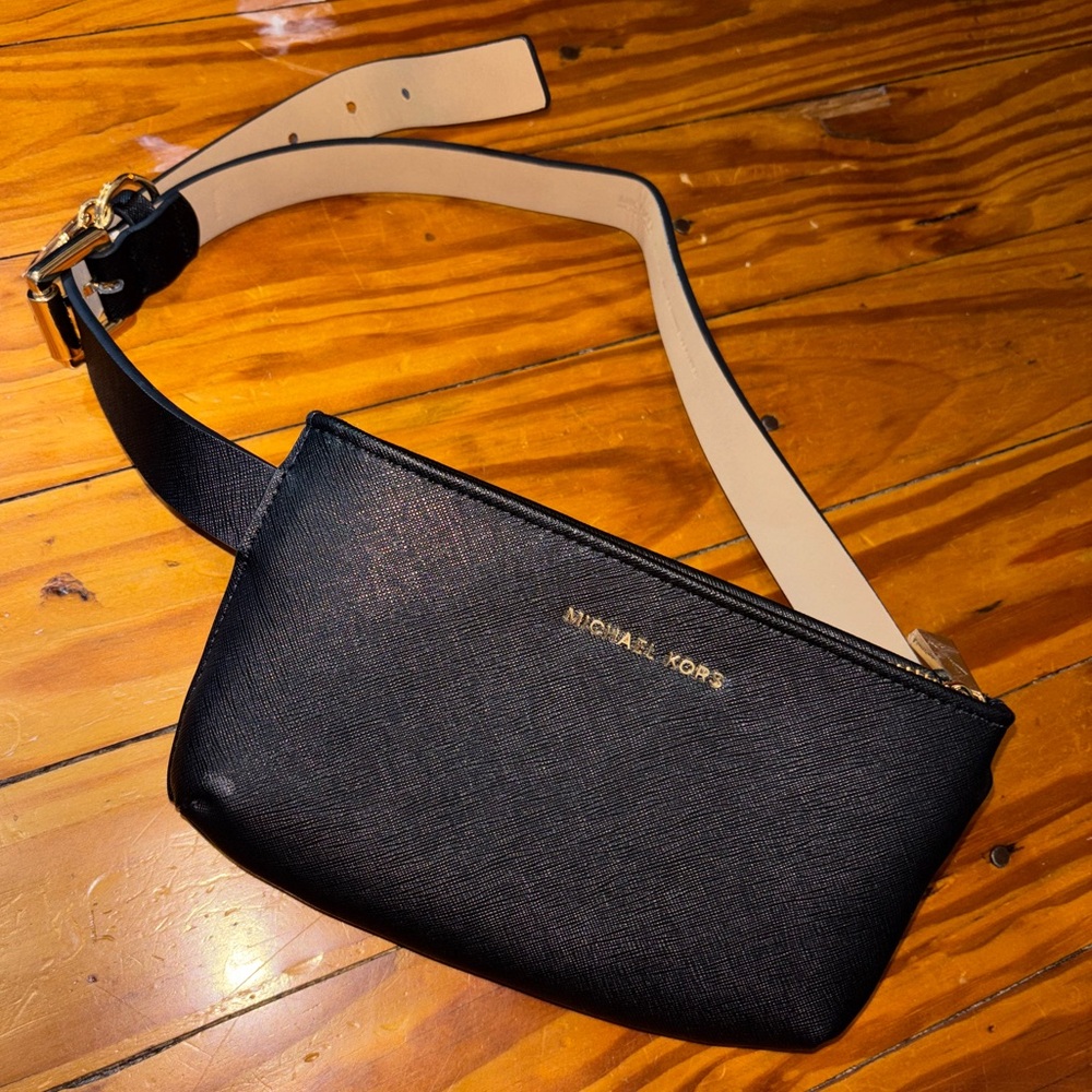 Michael Kors Black Belt Bag Faux Leather Fanny Bag